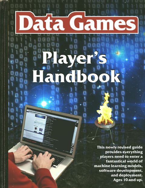 A cover of a "players handbook" for the Data Games, in the style of a vintage Dungeons and Dragons guide